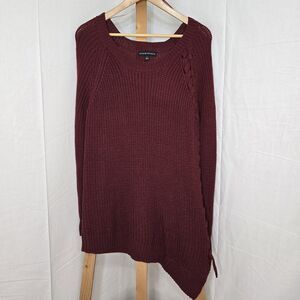 Rock & Republic Lace Up Asymmetrical Knit Sweater Size  XL